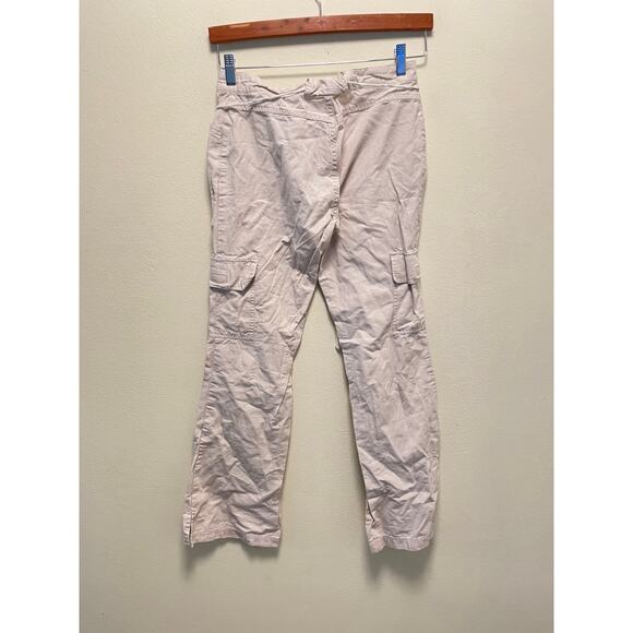 Vintage Juniors Cargo Pants Size 5 Beige Low Rise Flare Drawstring Grunge Y2K - Picture 2 of 7